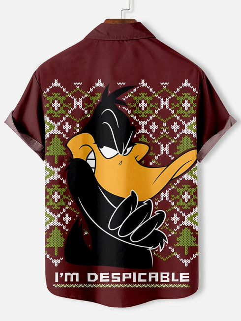 Men's Christmas Cartoon Funny Graphic Short Sleeve Hawaiian Shirt